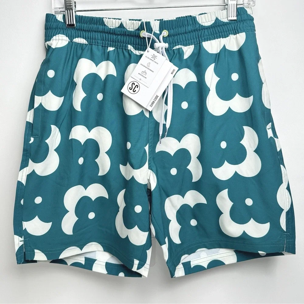 SVRN Sovereign Code‎ Swim Trunks Mens S Teal Hawaiian Board Shorts NEW